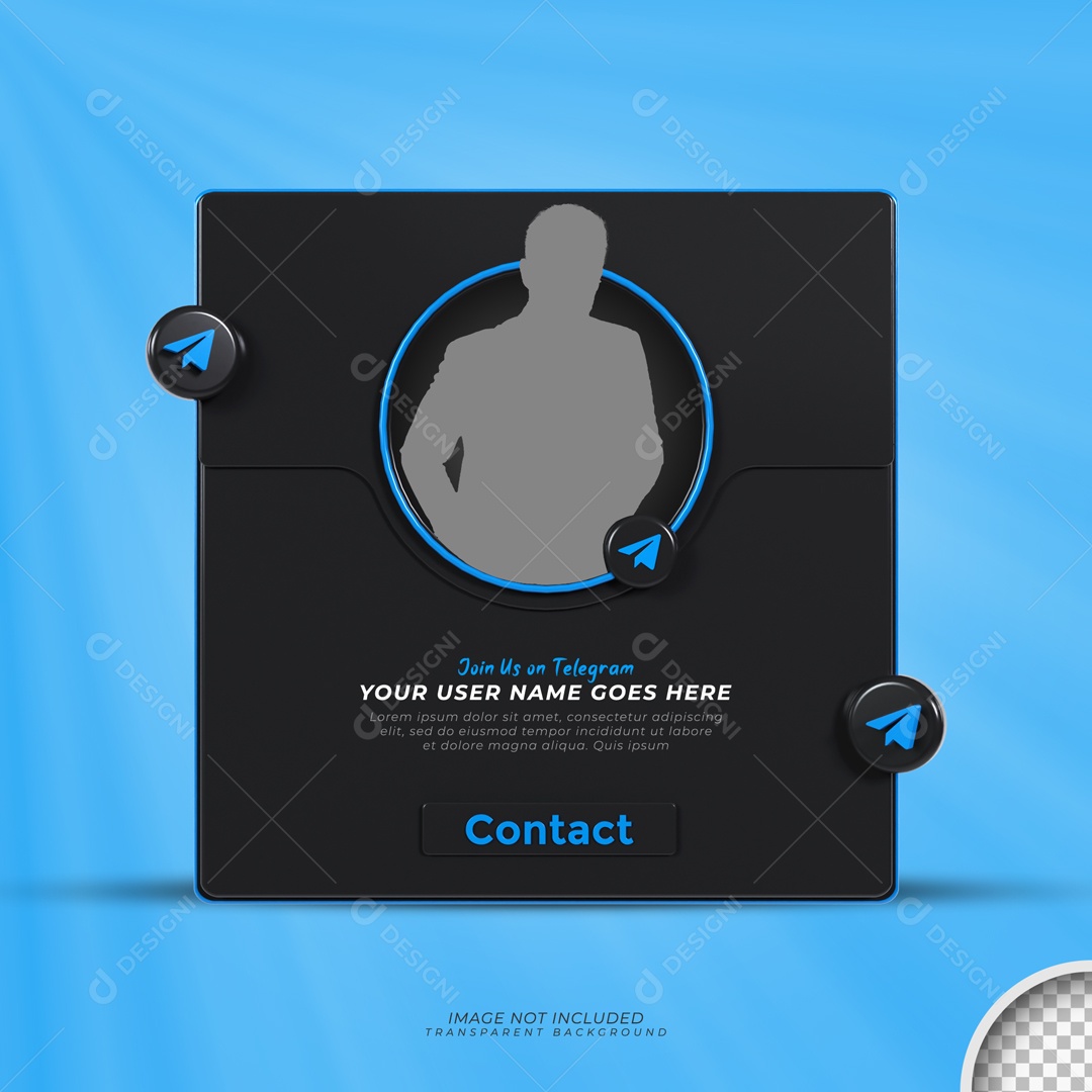 Perfil De Moldura Telegram Contato Elemento 3D PSD