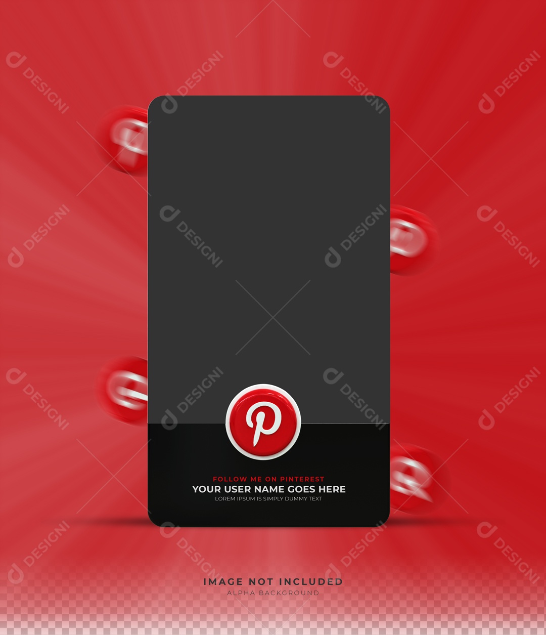 Screen With Pinterest Icon 3D PSD Element