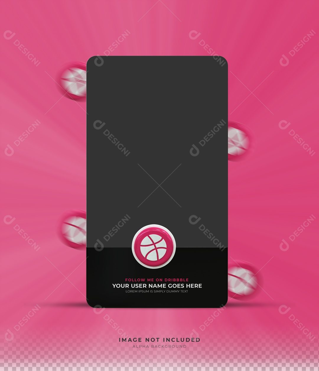 Tela Com Ícone De Dribbble Elemento 3D PSD