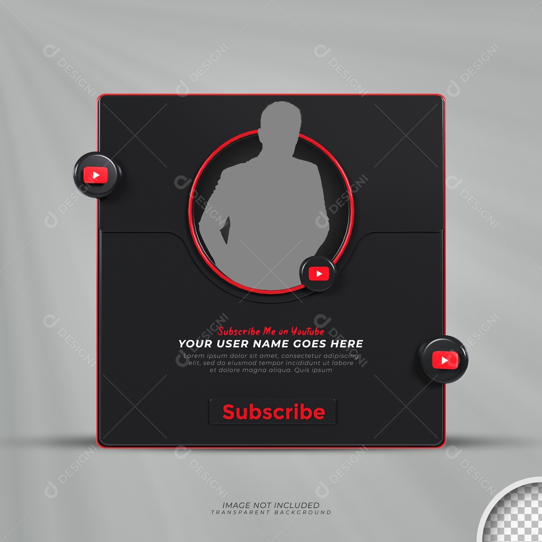 Perfil De Moldura YouTube Escreva-se Elemento 3D PSD