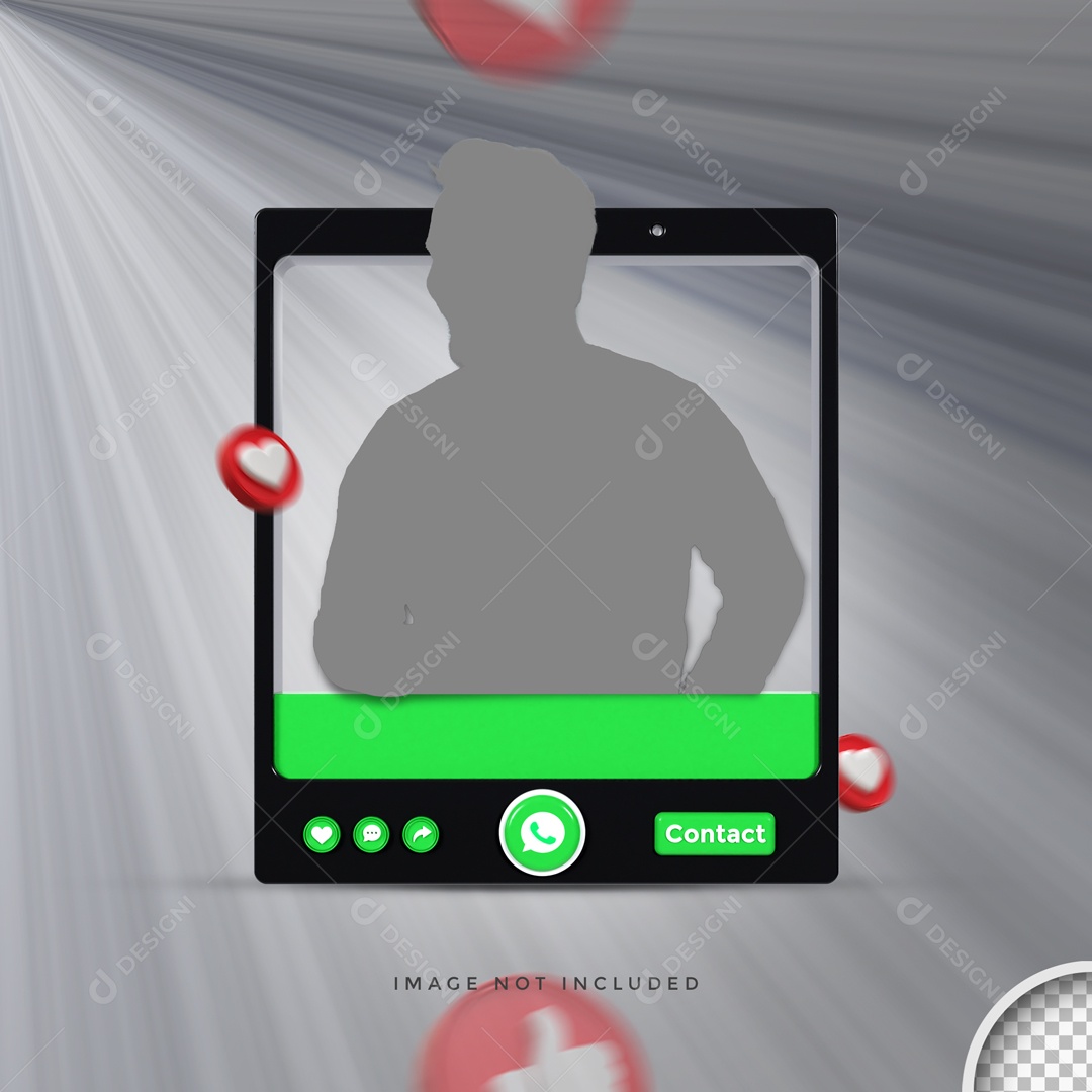 Perfil De Moldura WhatsApp Contato Elemento 3D PSD