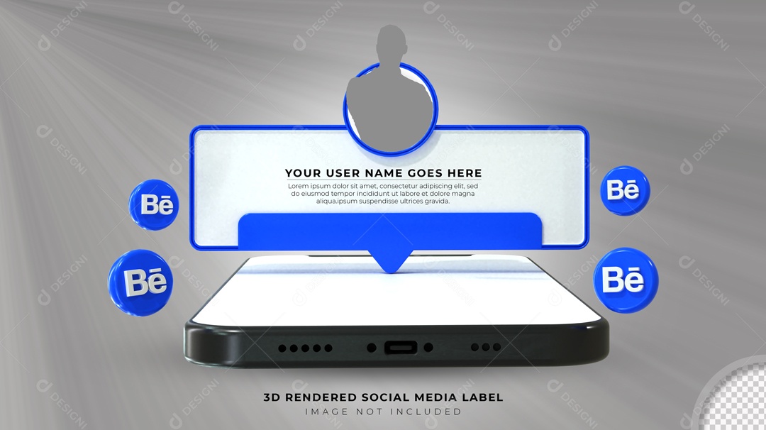 Notificação De Perfil Behance Elemento 3D Para Composição PSD