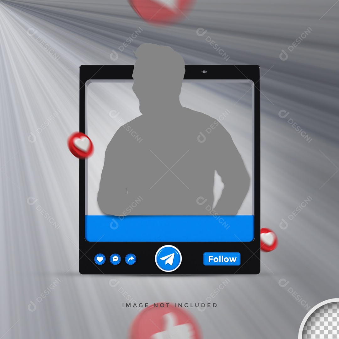 Perfil De Moldura Telegram Seguir Elemento 3D PSD