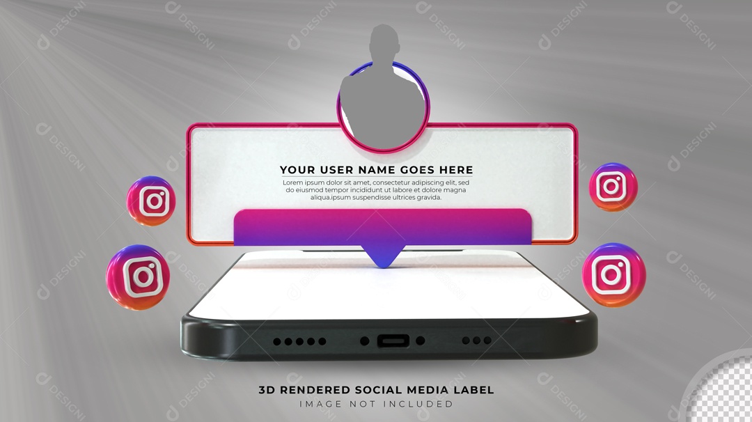 Notificação De Perfil Instagram Elemento 3D Para Composição PSD