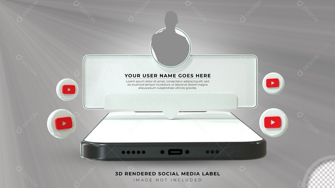 Notificação De Perfil YouTube Elemento 3D Para Composição PSD
