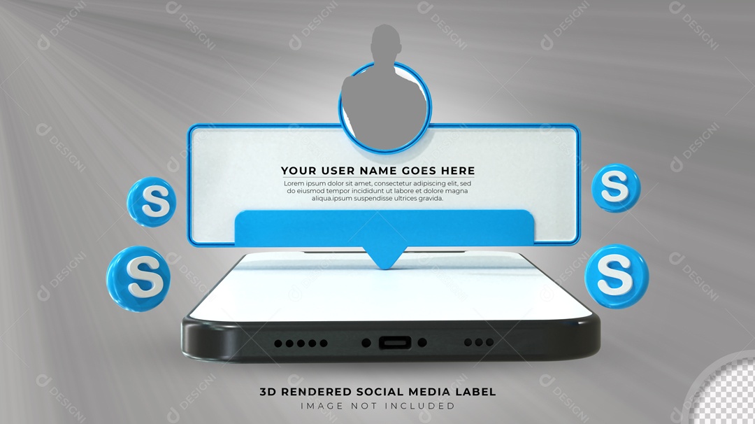 Notificação De Perfil Skype Elemento 3D Para Composição PSD
