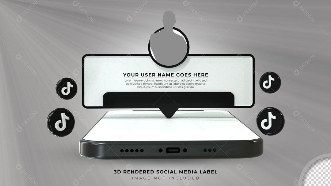 Notificação De Perfil TikTok Elemento 3D Para Composição PSD