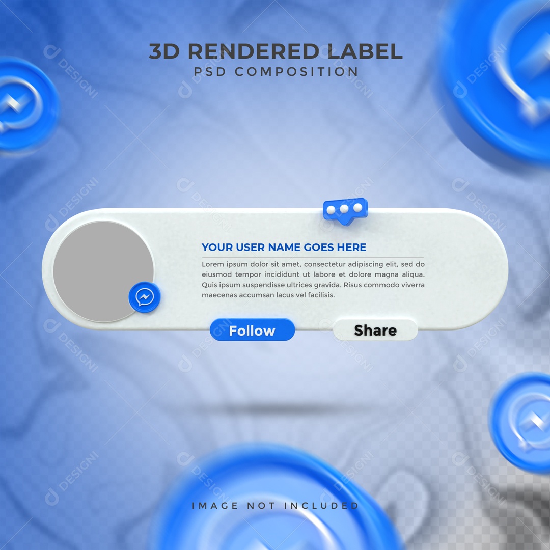 Placa De Perfil Seguir E Compartilha Messenger Elemento 3D PSD