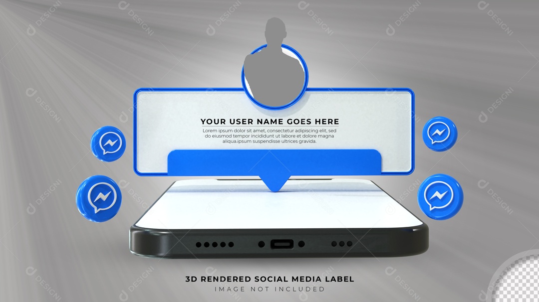 Notificação De Perfil Messenger Elemento 3D Para Composição PSD