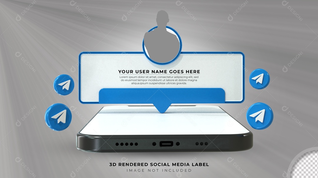 Notificação De Perfil Telegram Elemento 3D Para Composição PSD