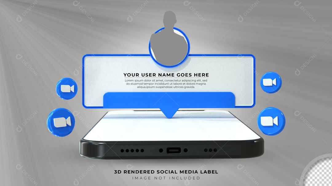 Notificação De Perfil Zoom Elemento 3D Para Composição PSD