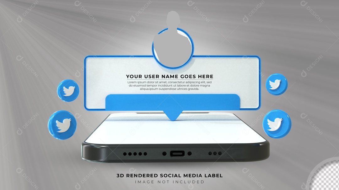 Notificação De Perfil Twitter Elemento 3D Para Composição PSD
