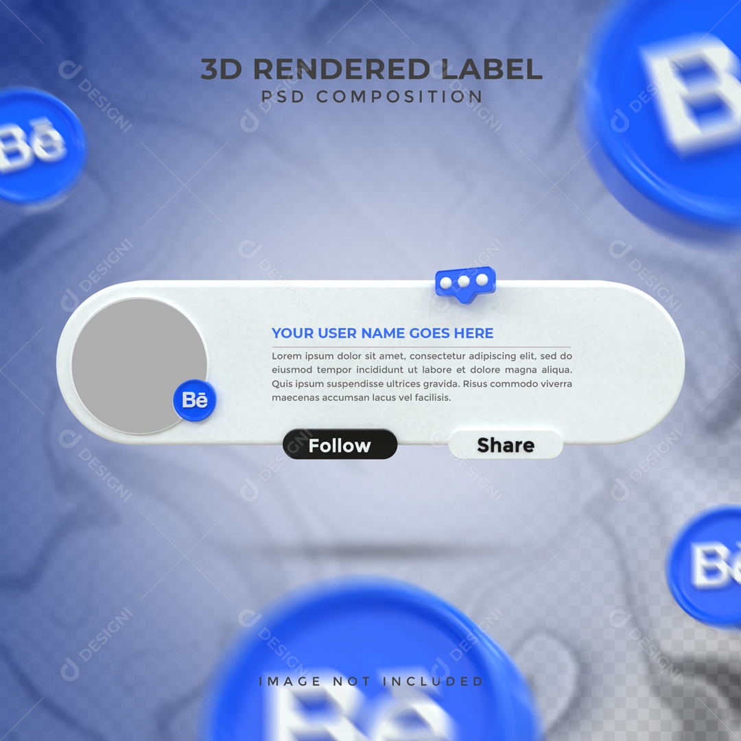 Placa De Perfil Seguir E Compartilha Behance Elemento 3D PSD
