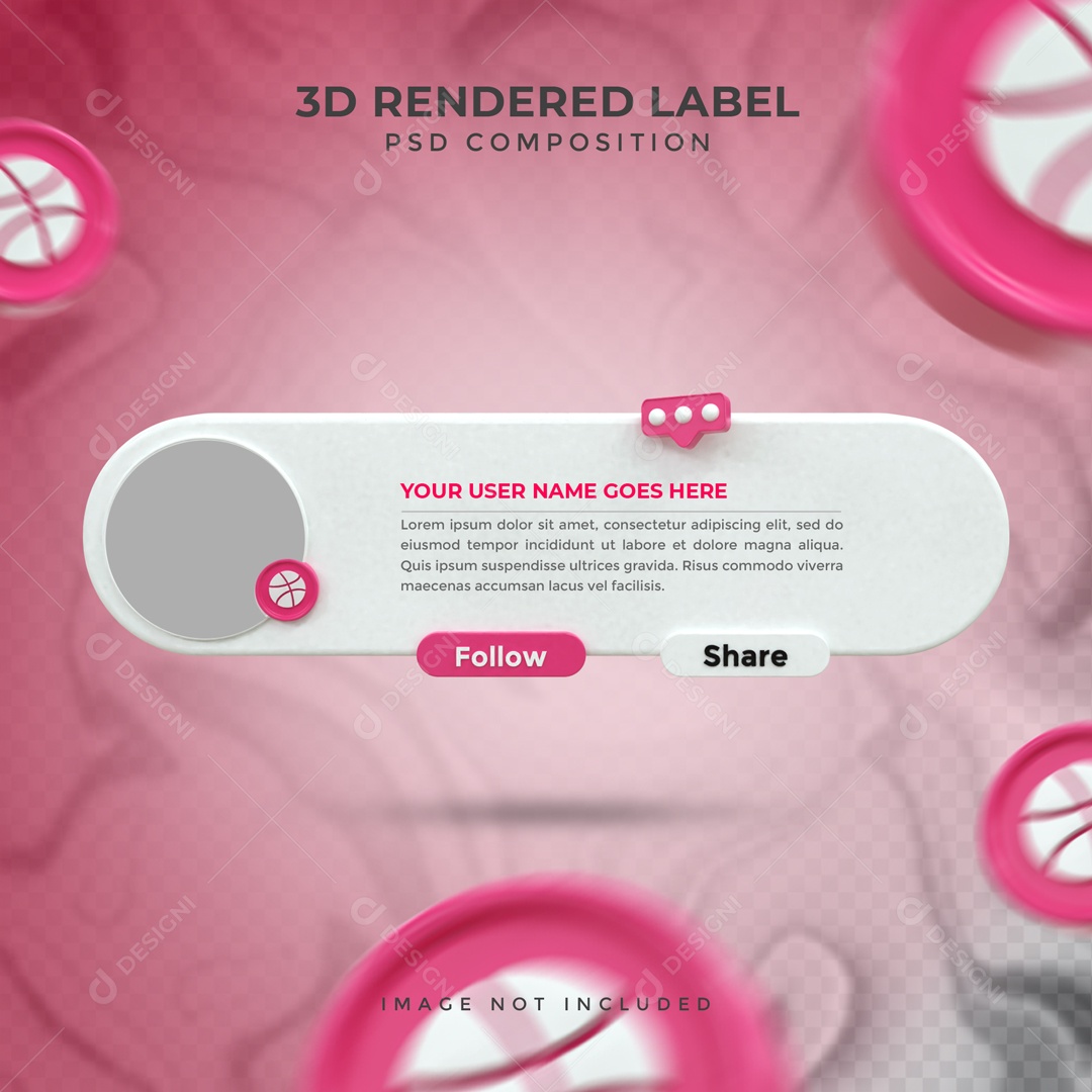 Placa De Perfil Seguir E Compartilha Dribbble Elemento 3D PSD