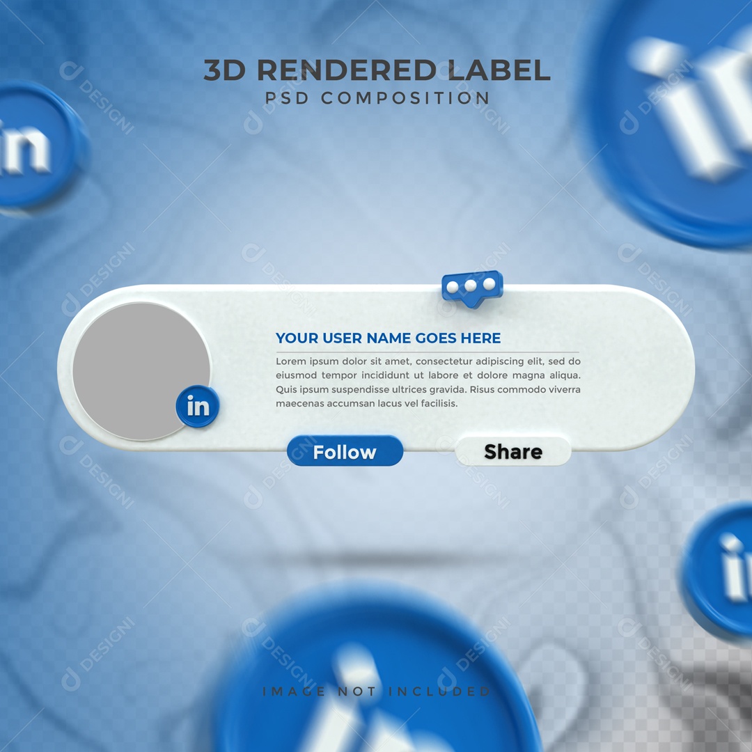 Placa De Perfil Seguir E Compartilha LinkedIn Elemento 3D PSD