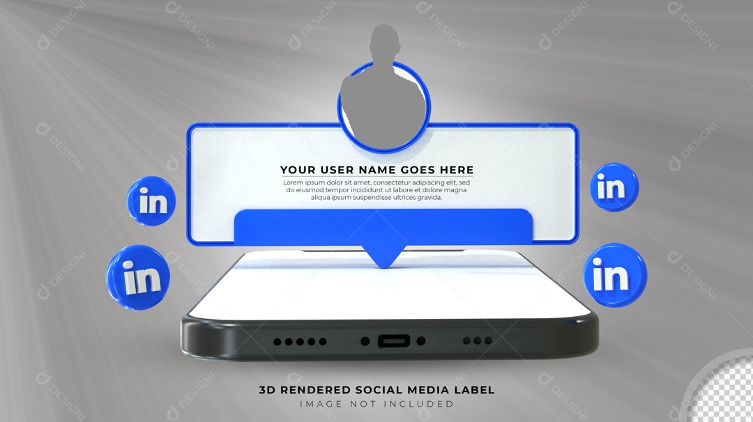 Notificação De Perfil LinkedIn Elemento 3D Para Composição PSD