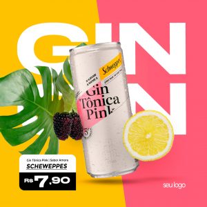 Gin Tônica Pink Sabor Amora Scheweppes 7,90 Cervejaria Social Media PSD Editável