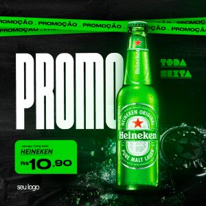 Promoção Cerveja Heineken Long Neck 10,90 Cervejaria Social Media PSD Editável