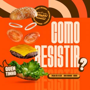 Como Resisitir Sabor Único Quentinho Hamburgueria Social Media PSD Editável