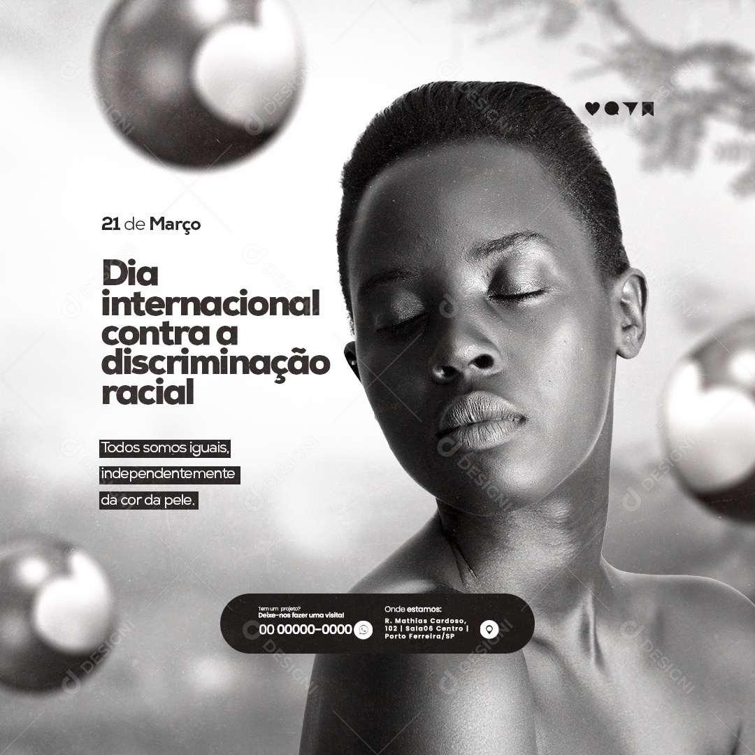 Dia Internacional Contra a Discriminação Racial 21 de Março Social Media PSD Editável