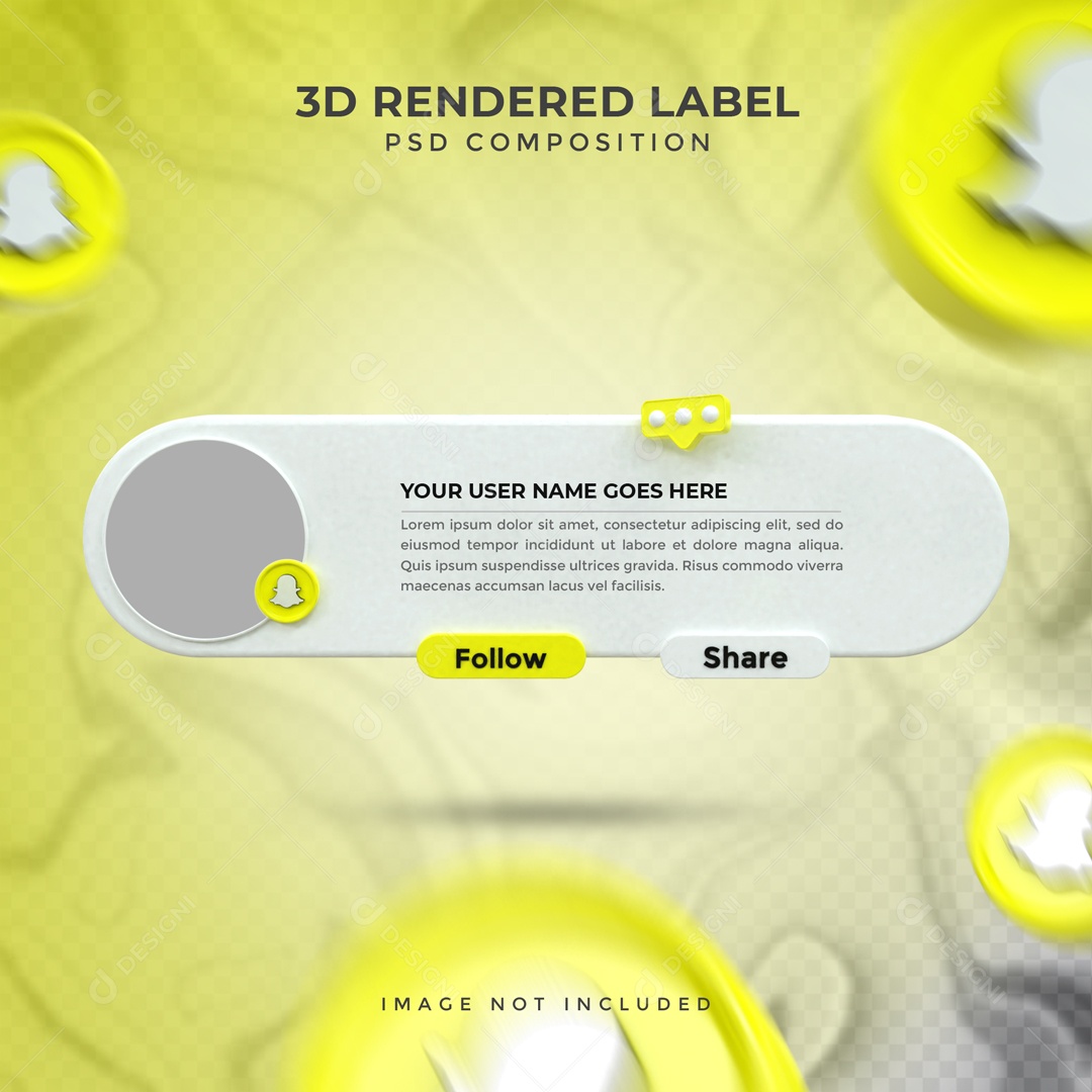 Placa De Perfil Seguir E Compartilha SnapChat Elemento 3D PSD