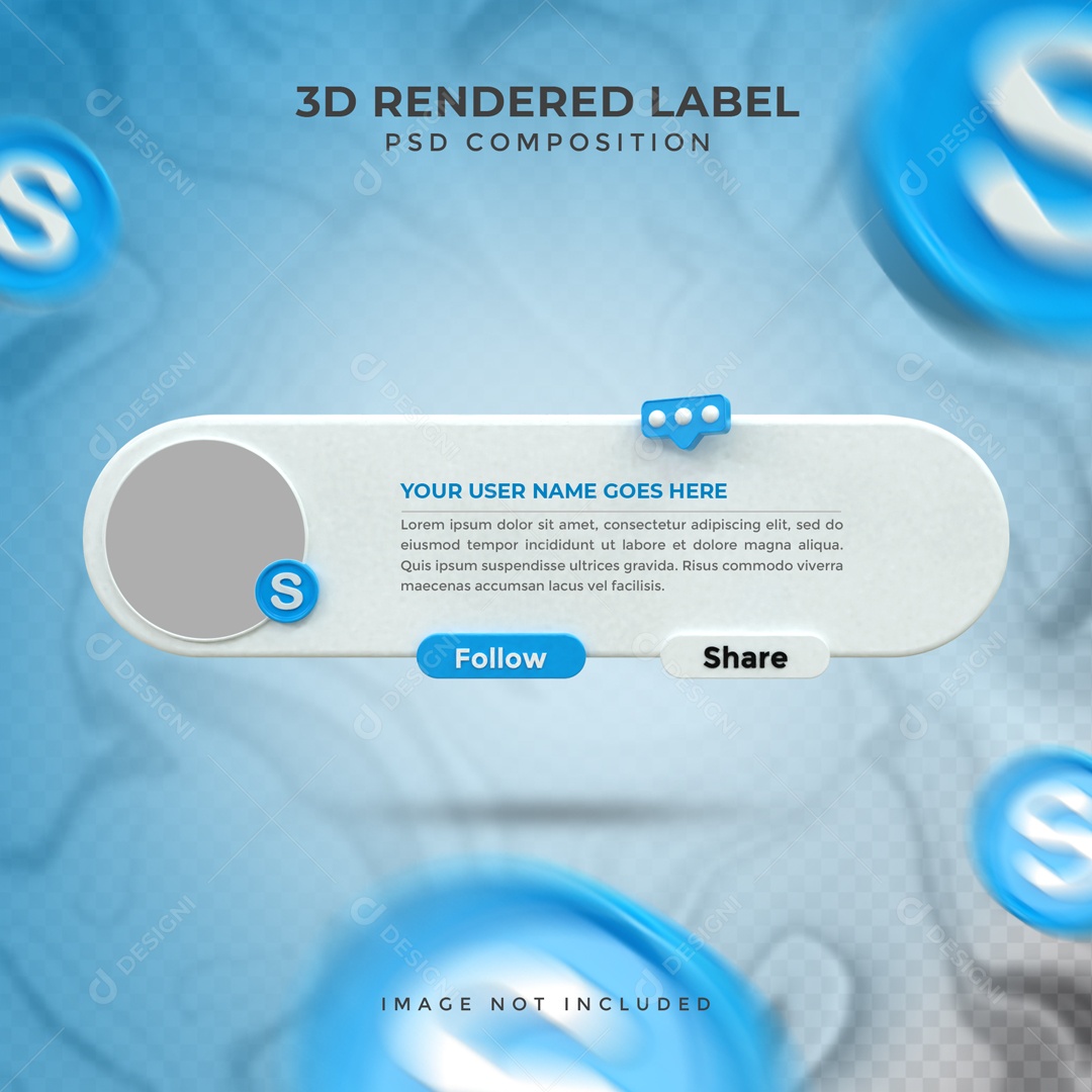 Placa De Perfil Seguir E Compartilha Skype Elemento 3D PSD