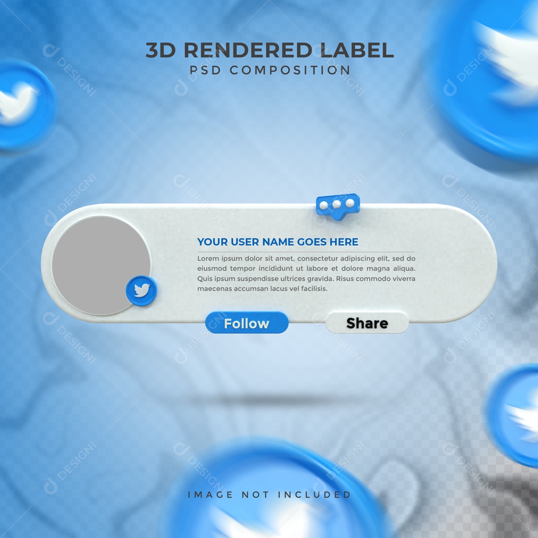 Placa De Perfil Seguir E Compartilha Twitter Elemento 3D PSD