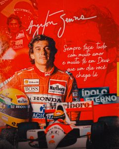 Frase Motivacional Piloto Ayrton Senna Social Media PSD Editável