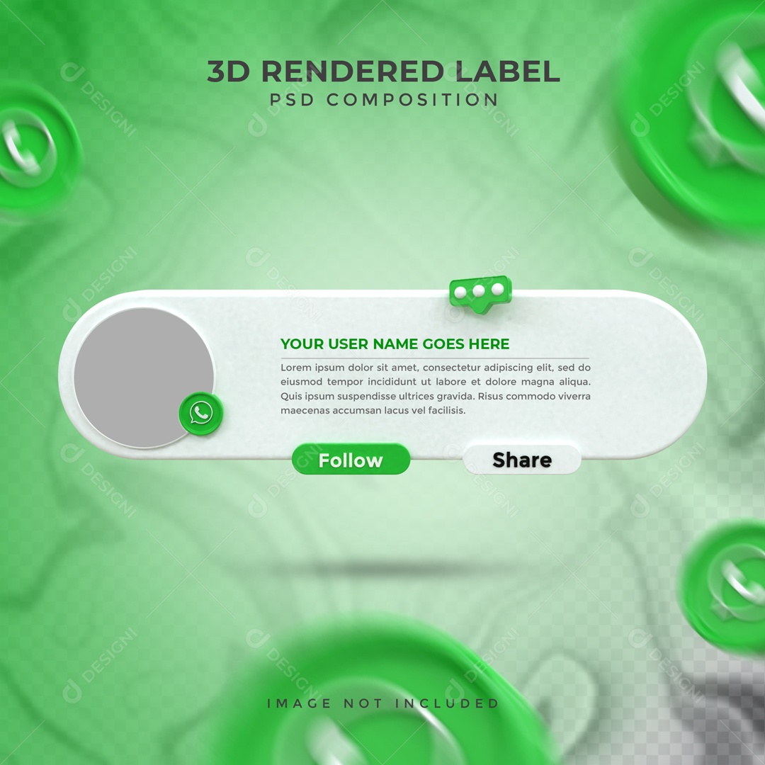 Placa De Perfil Seguir E Compartilha WhatsApp Elemento 3D PSD