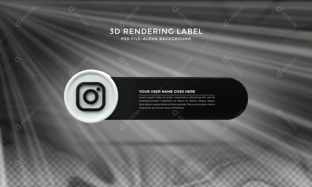 Placa De Nome Instagram Preto Elemento 3D PSD