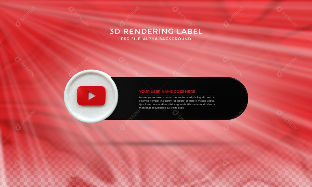 Placa De Nome YouTube Elemento 3D PSD