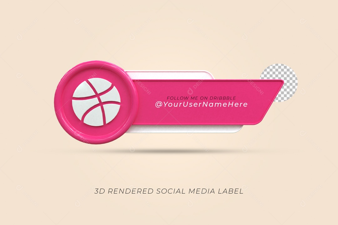 Placa De Nome Social Media Dribbble Elemento 3D PSD