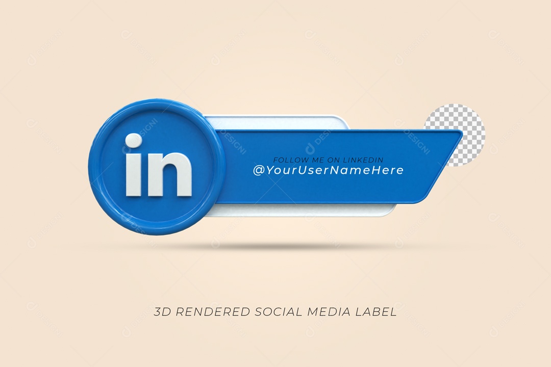 Placa De Nome Social Media LinkedIn Elemento 3D PSD