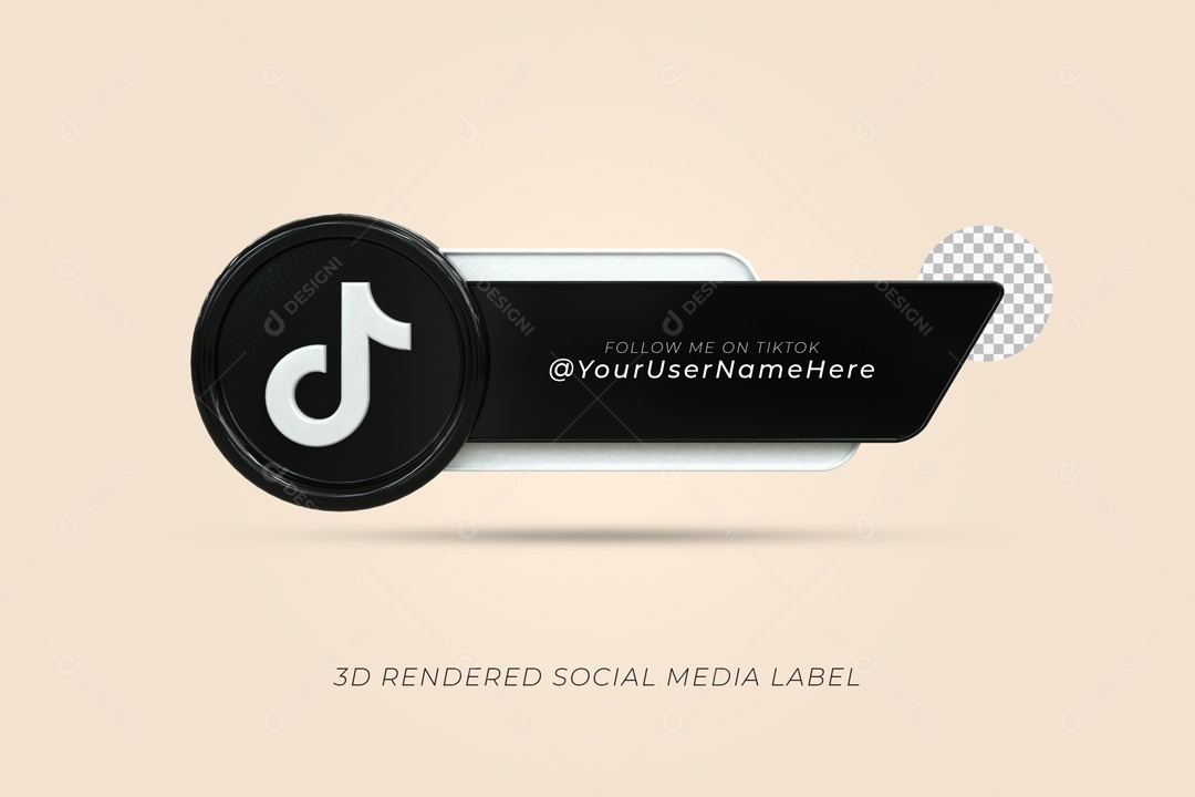 Placa De Seguir TikTok Elemento 3D PSD