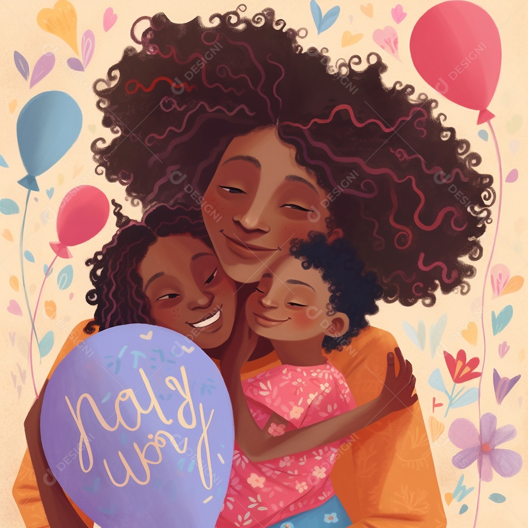 Filhos abraçados com a mãe, conceito Dia das Mães