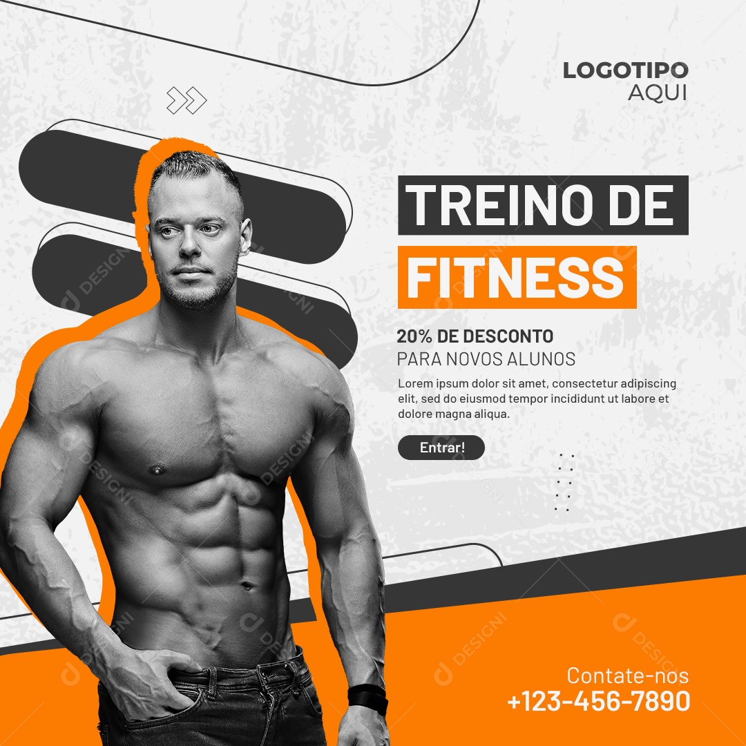 Treino De Fitness Academia Social Media PSD Editável