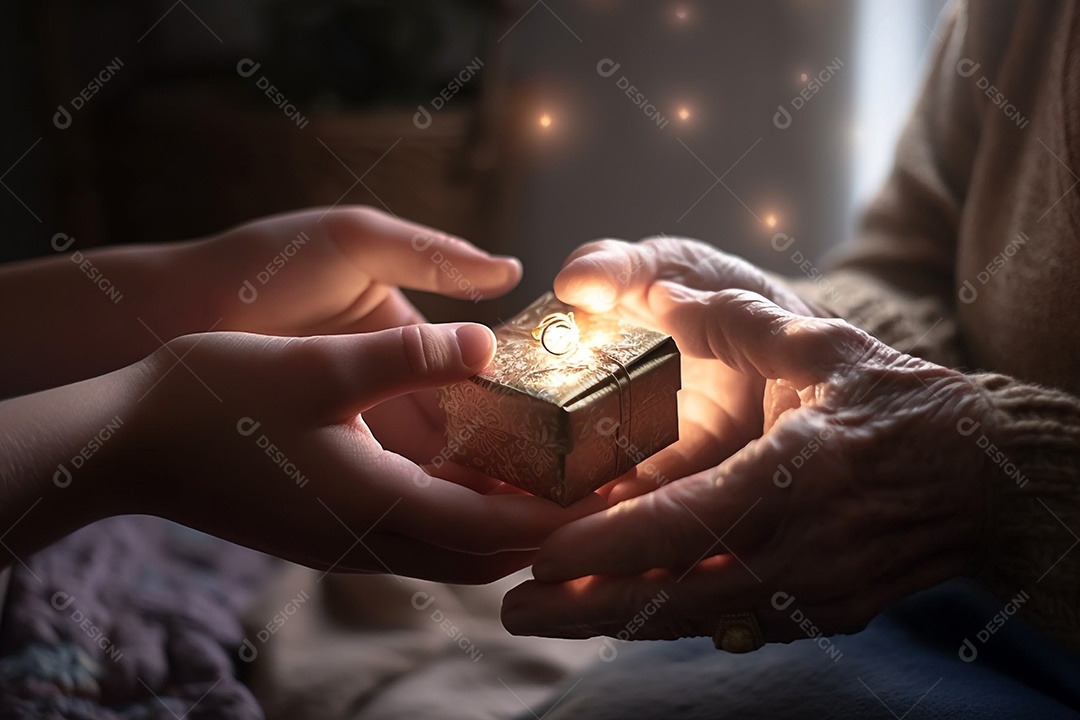 Filha entregando presente para sua Mãe, conceito Dia das Mães