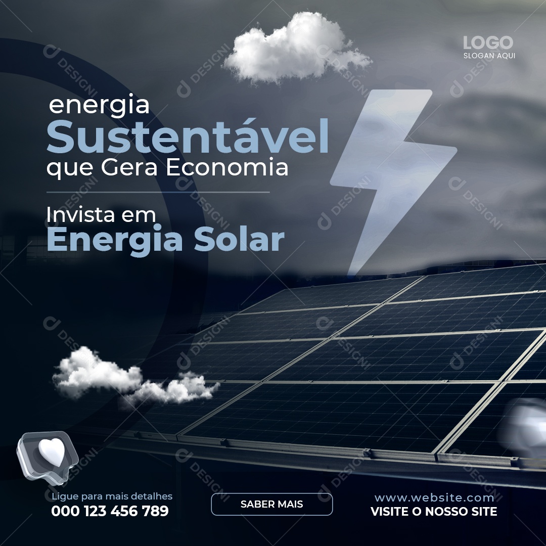 Social Media Energia Solar Energia Sustentável PSD Editável