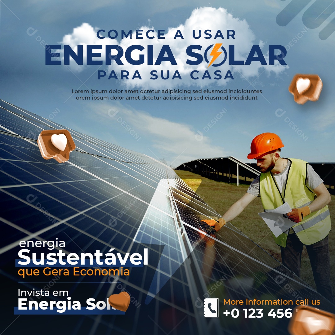 Social Media Energia Solar Comece a Usar PSD Editável
