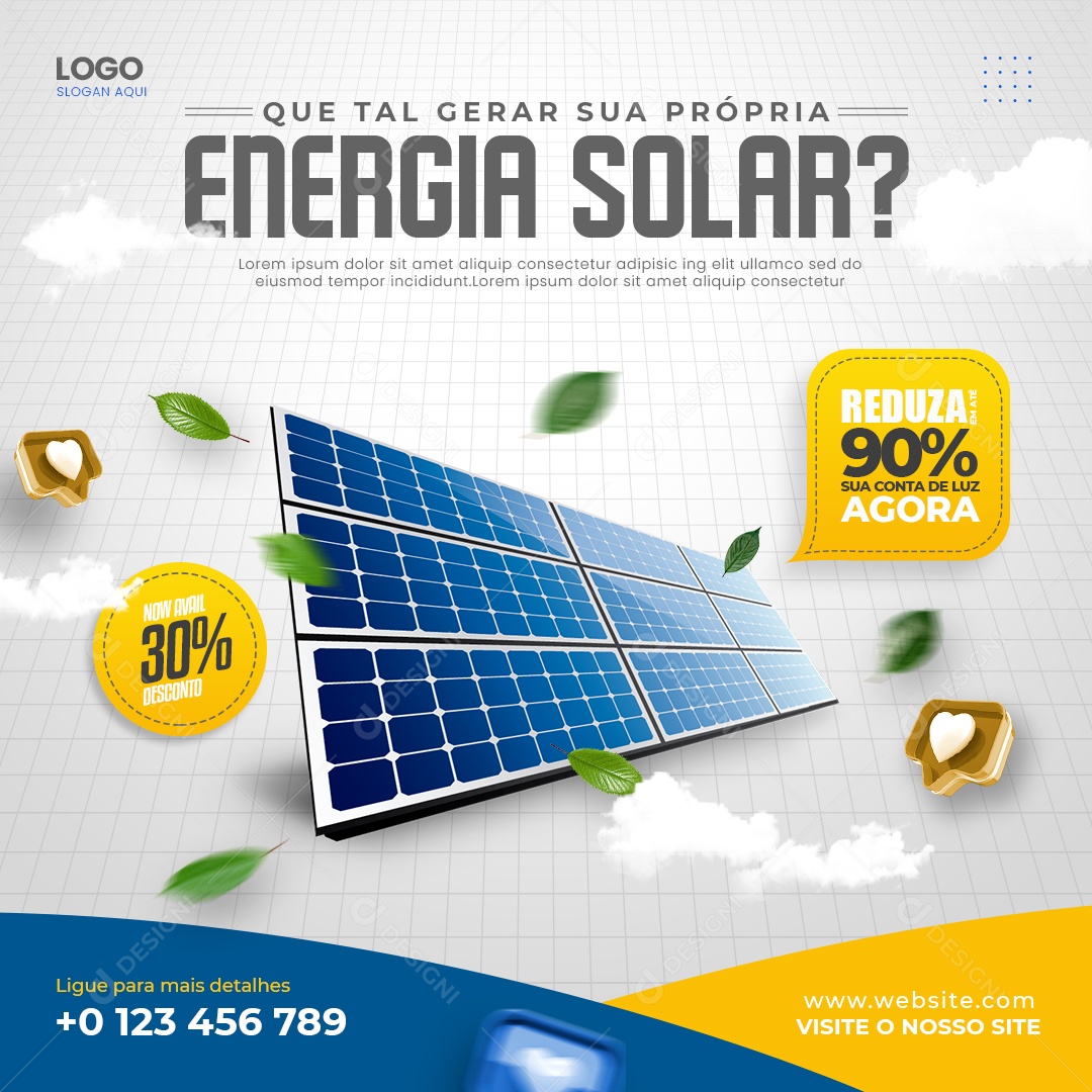 Social Media Energia Solar Que Tal Gerar Sua Própria PSD Editável