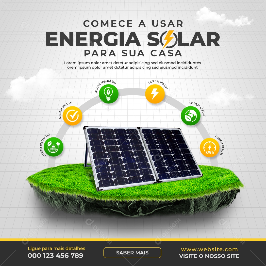 Social Media Comece a Usar Energia Solar PSD Editável