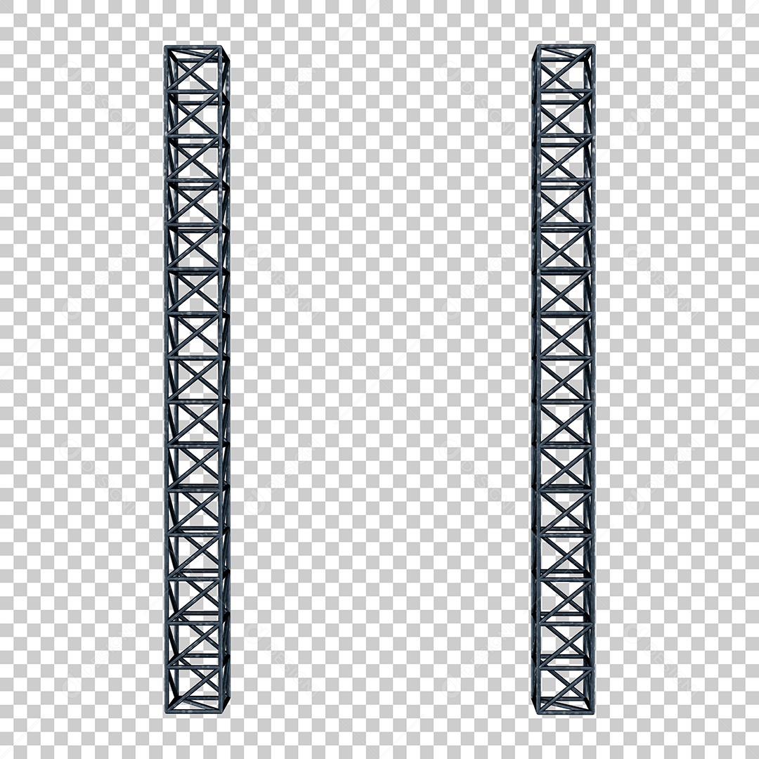 Elemento 3D Para Composição Colunas de Metal PSD