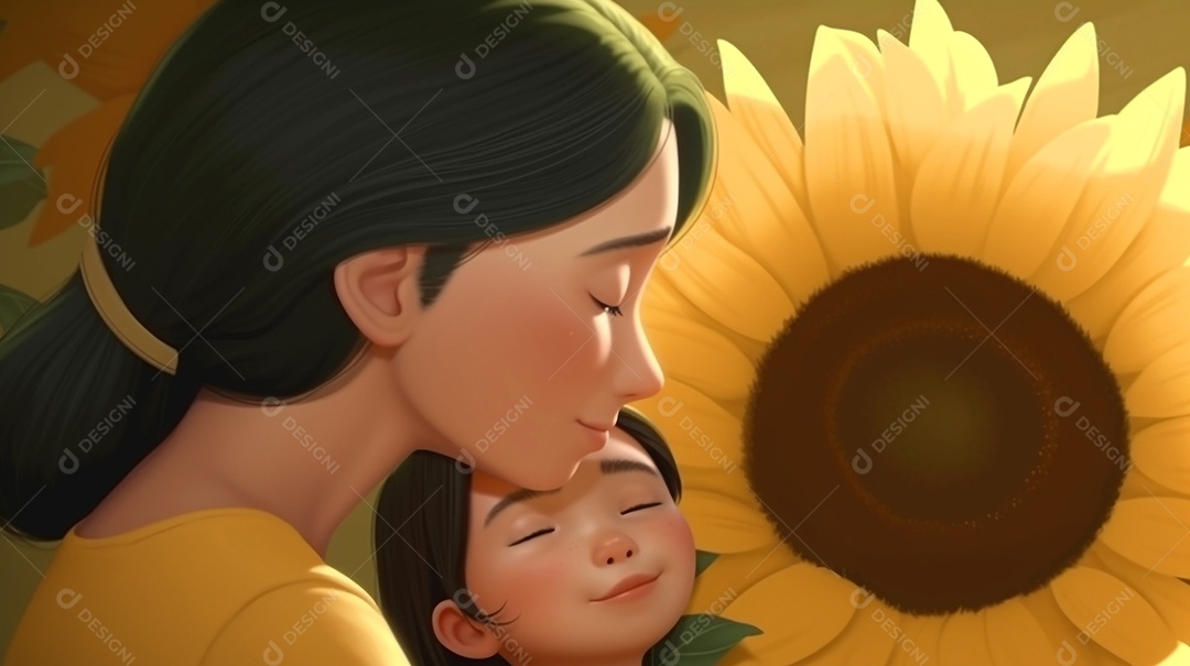 Mãe beija gentilmente sua filhinha em gratidão