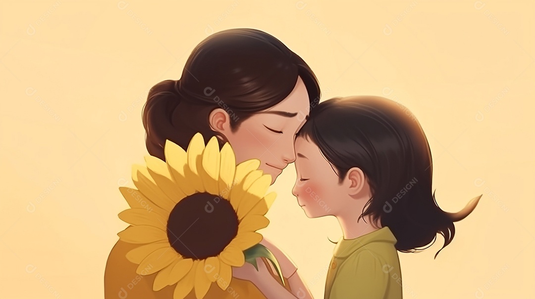 Ilustração de mãe com seu bebê