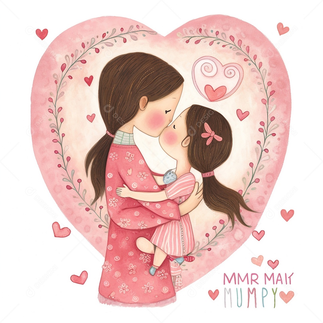 Mãe beija gentilmente sua filhinha em gratidão