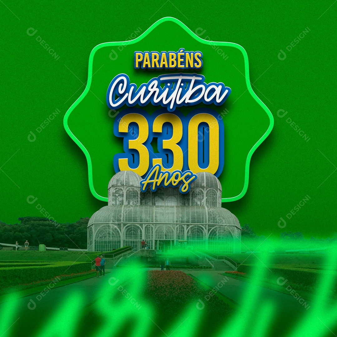 Aniversário de Cidade Parabéns Curitiba 330 anos Social Media PSD Editável