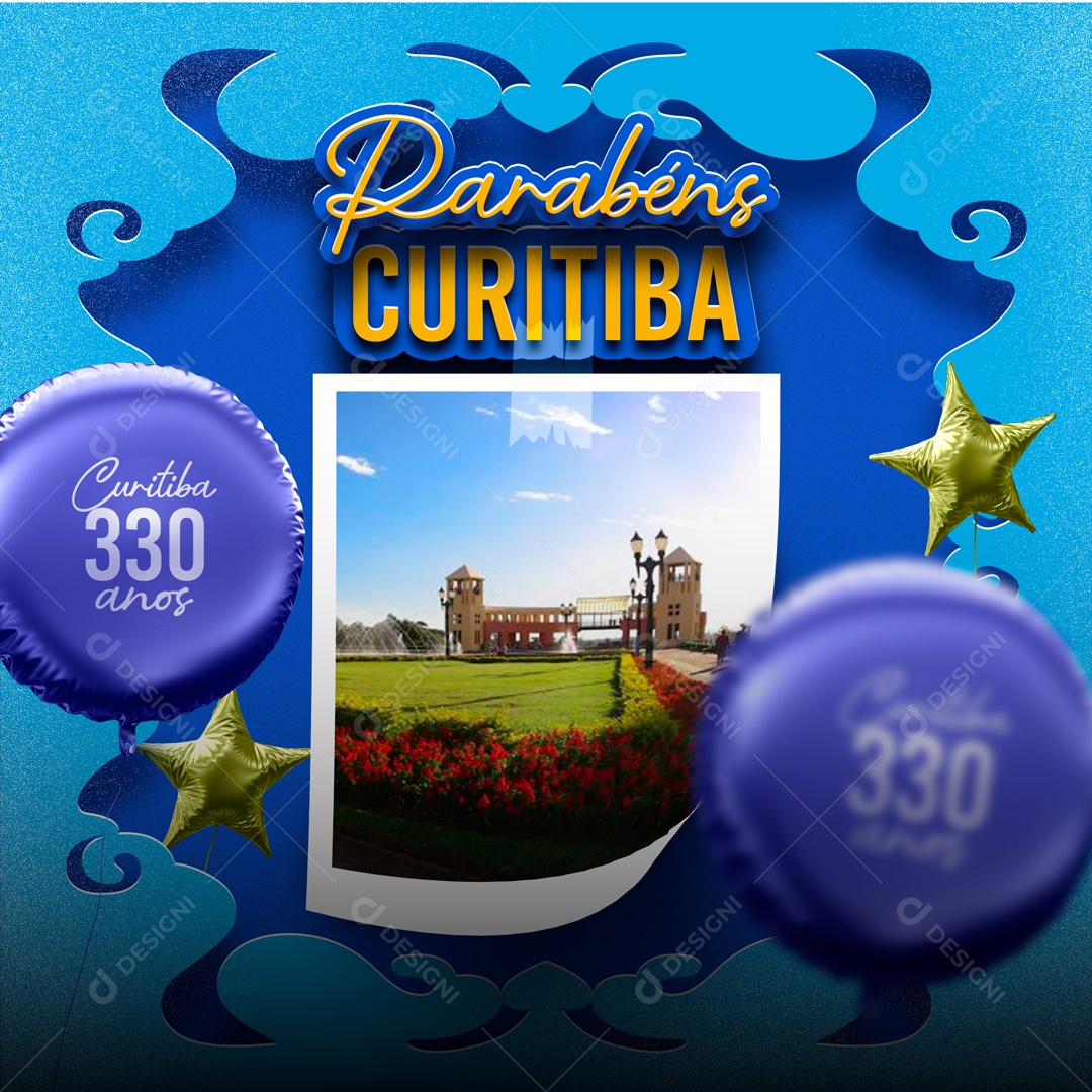 Aniversário de Cidade Parabéns Curitiba 330 Anos Social Media PSD Editável