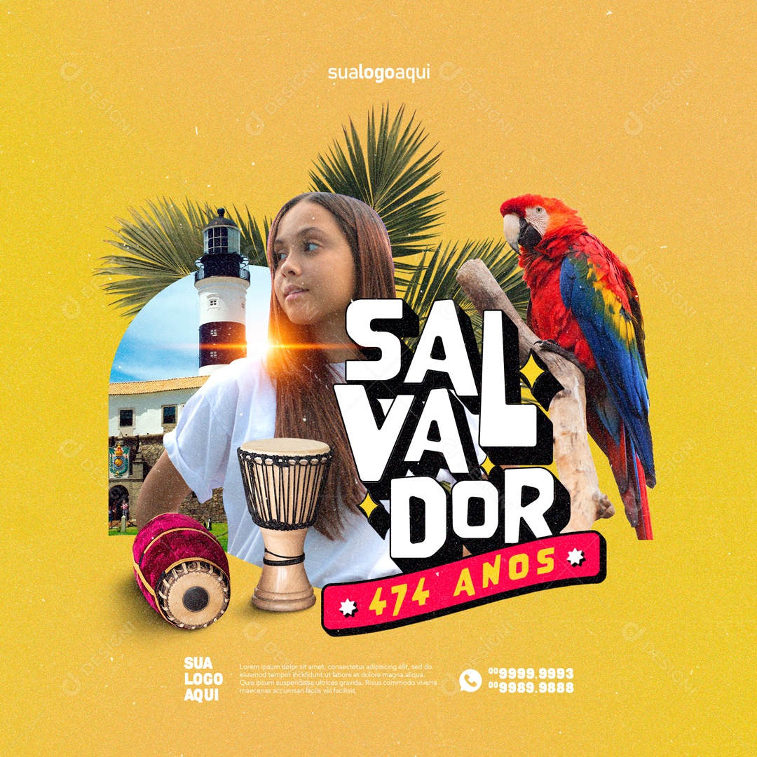 Aniversário de Cidade Parabéns Salvador 474 Anos Social Media PSD Editável