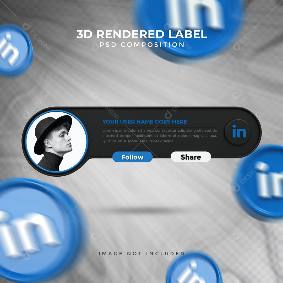 Placa De Perfil Segue E Compartilha LinkedIn Elemento 3D PSD