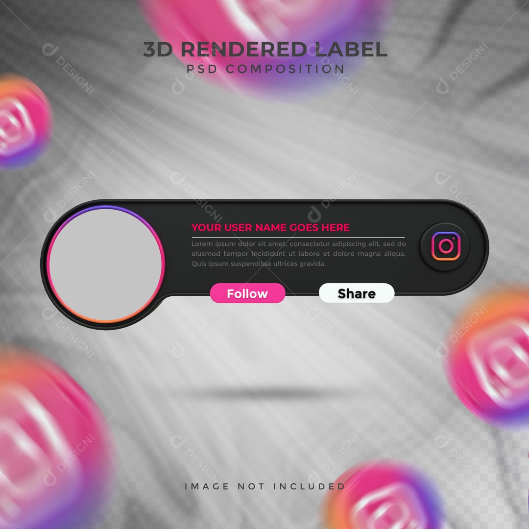 Placa De Perfil Segue E Compartilha Instagram Elemento 3D PSD